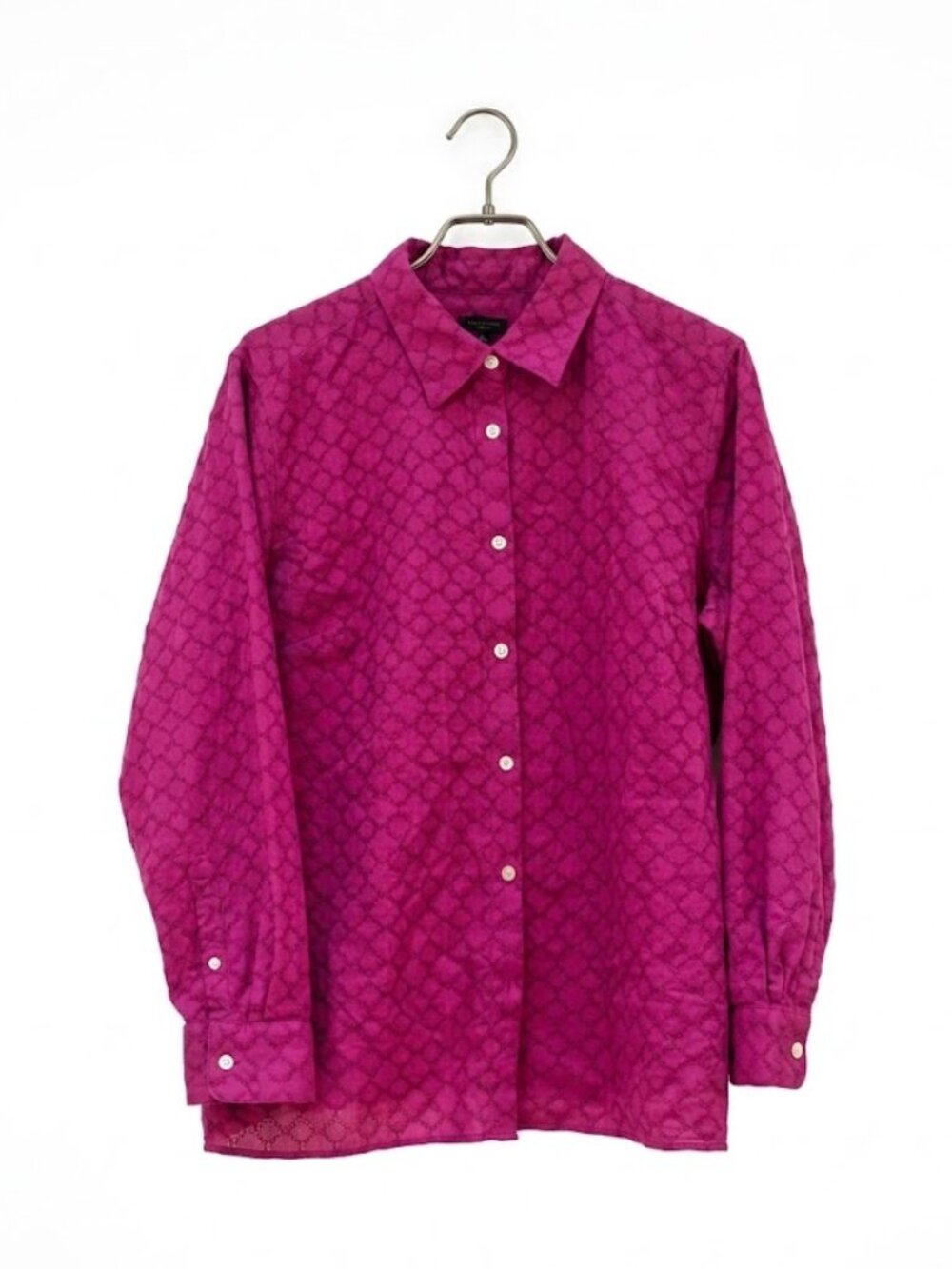 Talbots Woman Magenta Pink Eyelet Button Down Shirt - 1X